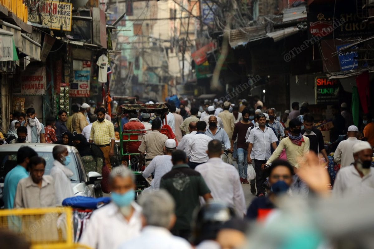 Before the curfew hours there were people in the streets. Locals say this is nothing compared to other years | Photo: Suraj Singh Bisht | ThePrint
