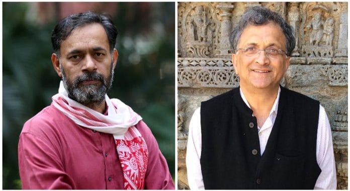Yogendra Yadav (L) and Ramachandra Guha