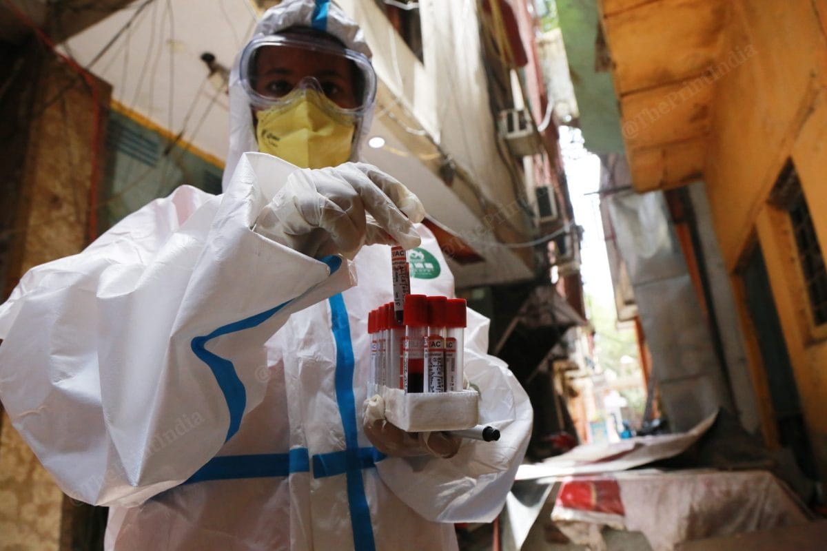 The serological survey will be conducted until 10 July in the national capital. Also called an antibody test, a serological test doesn't determine the current presence of the virus, but can reveal if the person had been exposed to it in the past | Manisha Mondal | ThePrint