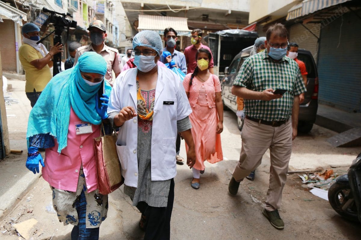 Each team consists of four people. Two to conduct the test, and two support staff | Manisha Mondal | ThePrint