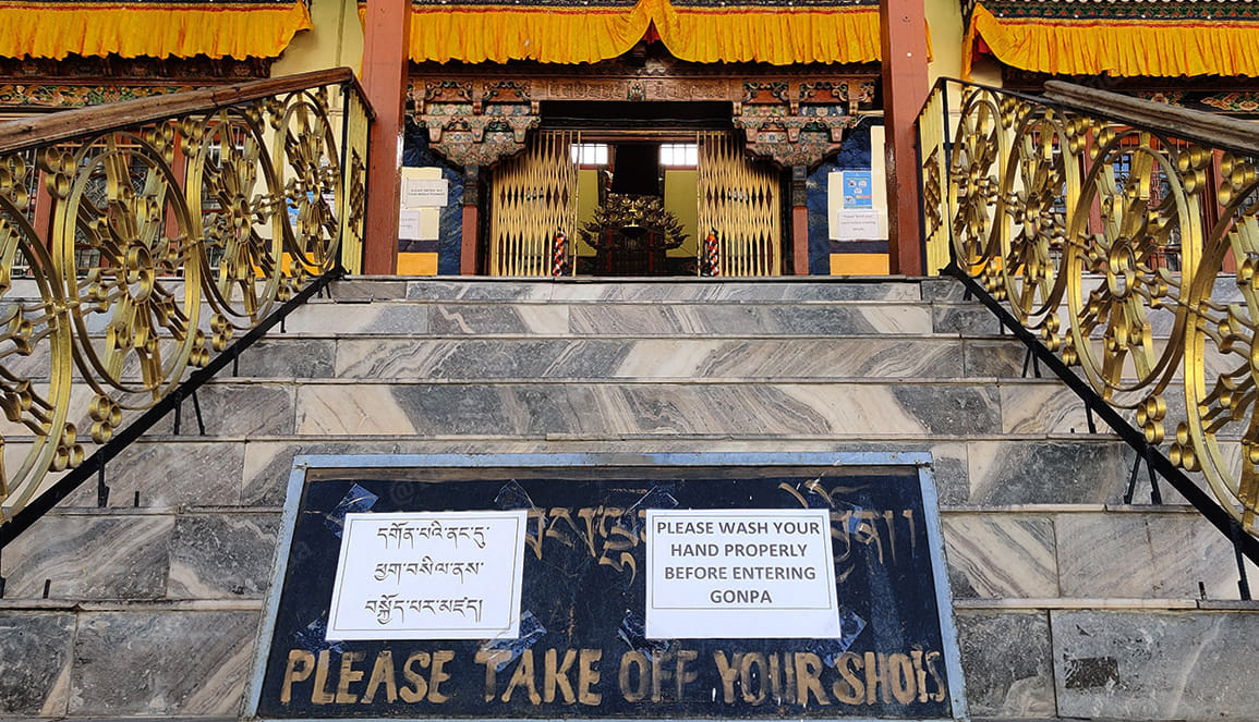 People visiting the monasteries have to take every possible step to reduce the contact with people | Photo: Sajid Ali | ThePrint