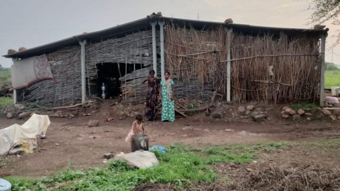 The hut in which Dinesh Pawar lives with his family in Jamde village, Maharashtra | By special arrangement