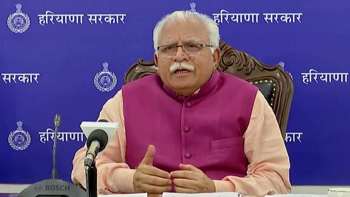 File image of Haryana Chief Minister Manohar Lal Khattar | Photo: ANI