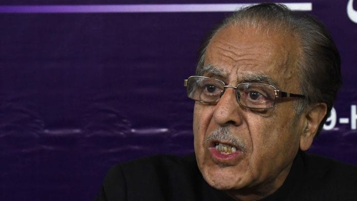 File photo of Saifuddin Soz addressing a press conference during in Srinagar