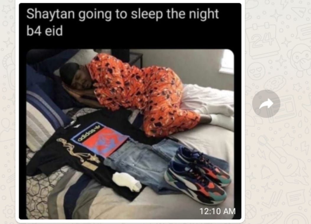 The meme repurposed in line with a joke commonly shared among Muslims