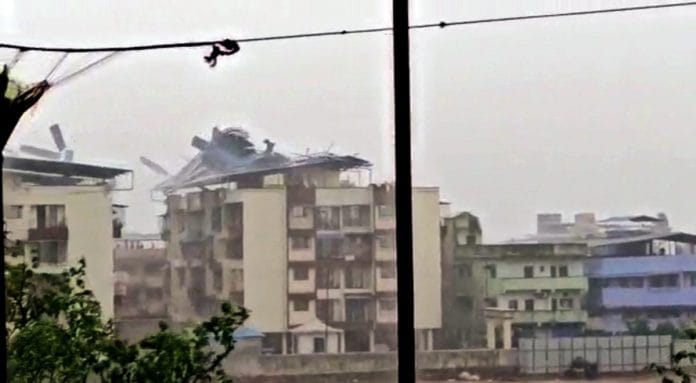 The roof of a building in Raigad is blown away by the strong winds brought in by Cyclone Nisarga last week | ANI