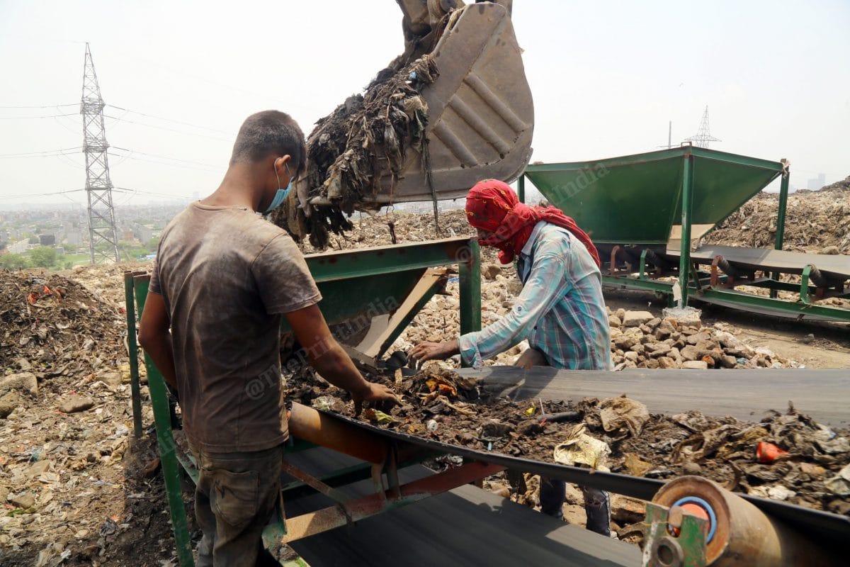 The workers at the landfill separate the wood and stones from the waste | Suraj Singh Bisht | ThePrint