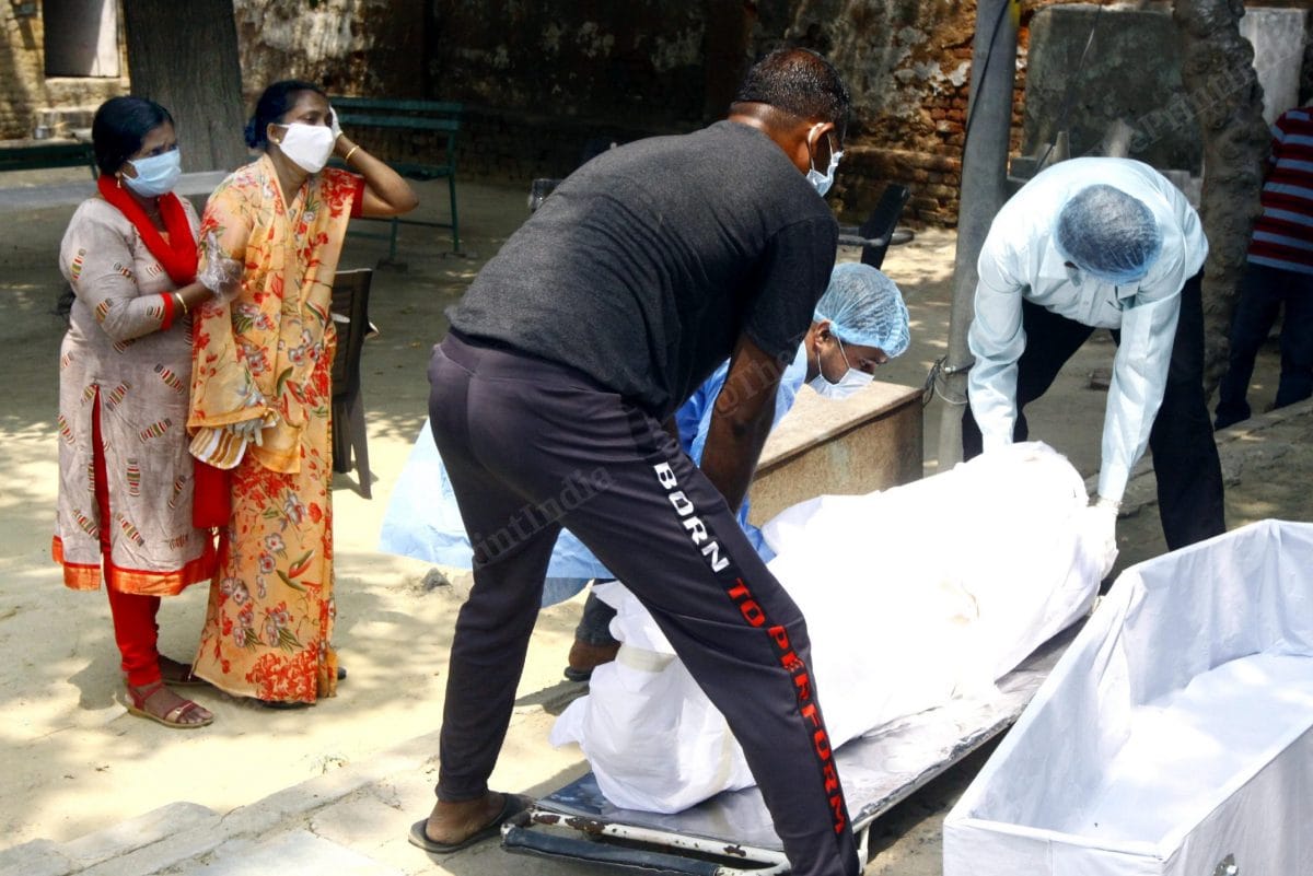 The body was taken out and kept in a coffin at the cemetery, which is a Covid-designated burial ground | Praveen Jain | ThePrint