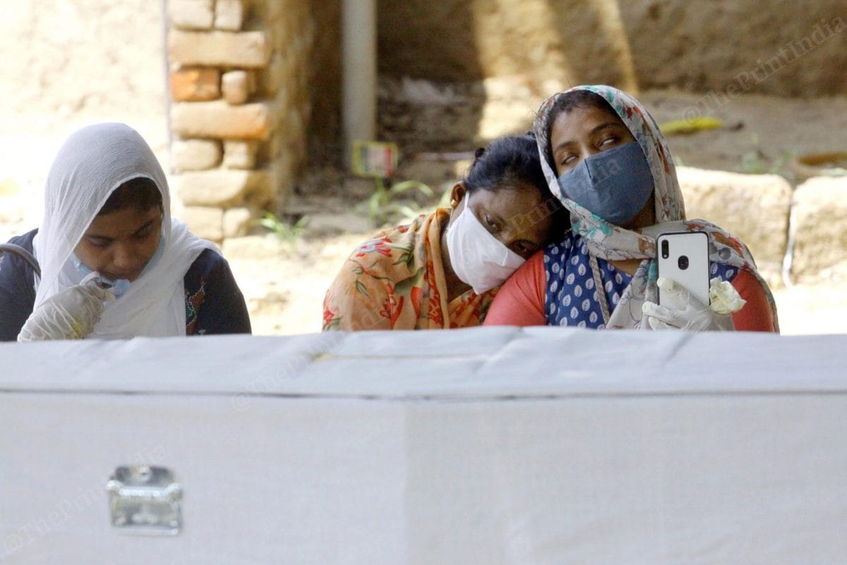 Shaji John is survived by his wife and two daughters. From left to right: Aliza Shaji (John's younger daughter), Sheryl Shaji (his widow) and Angel Shaji (his elder daughter) | Praveen Jain | ThePrint