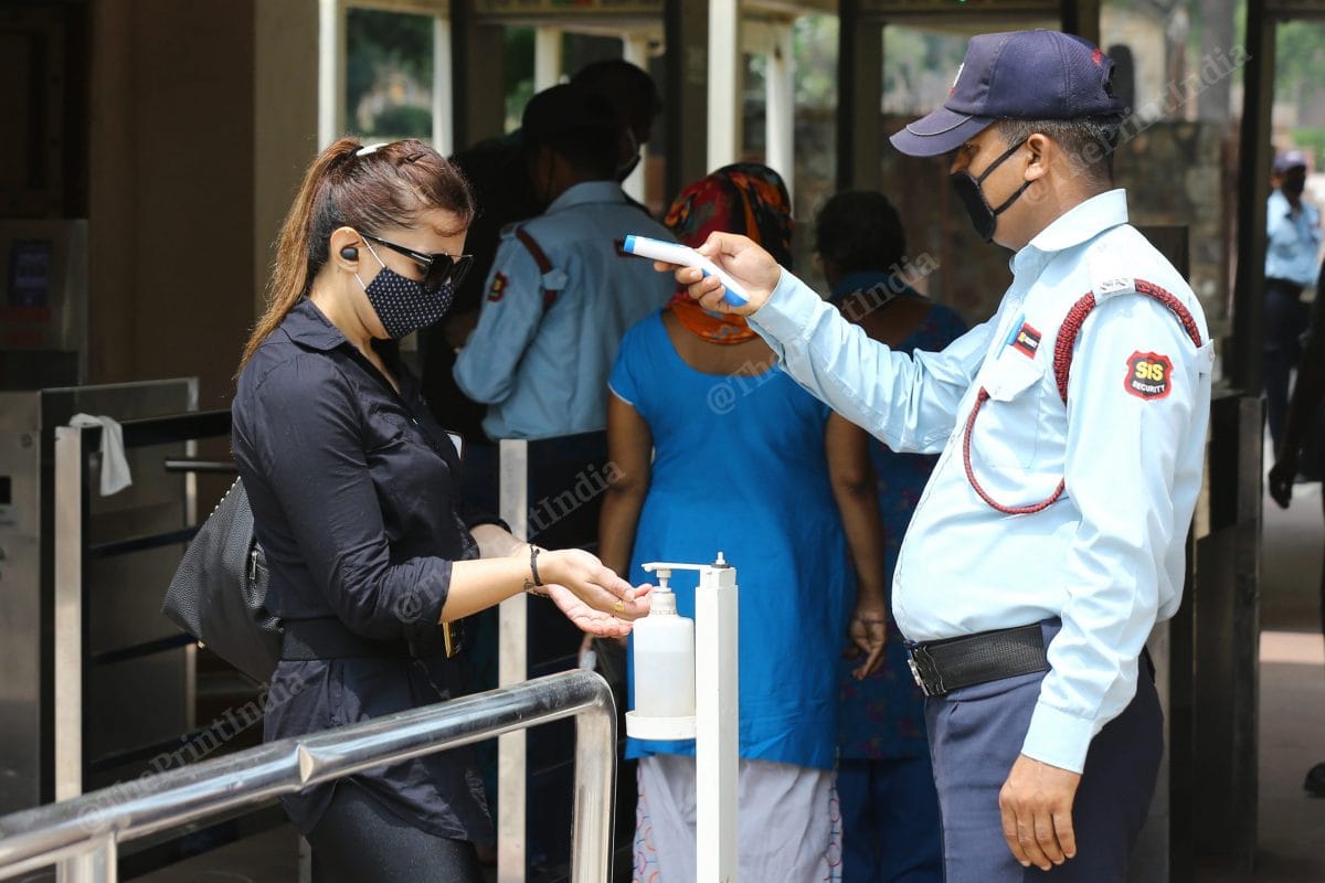 At all monuments temperature is checked at the entry gate | Photo: Suraj Singh Bisht | ThePrint