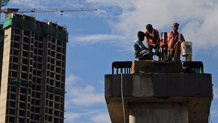 Workers at a metro construction site in Mumbai (representational image) | Photo: ANI