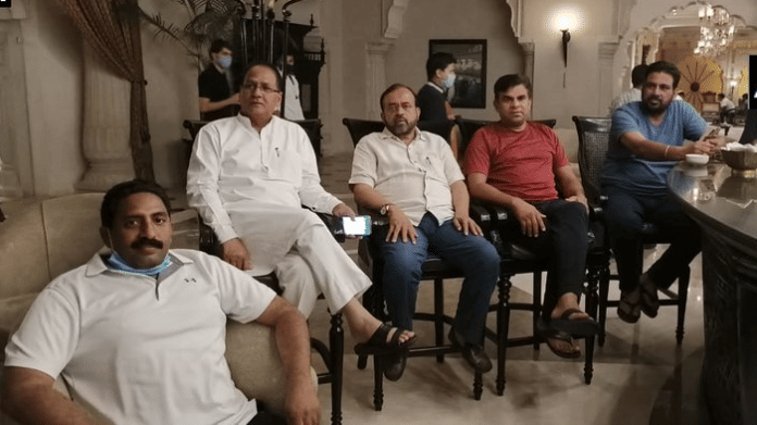 Congress MLAs from Chief Minister Ashok Gehlot's camp watch Aamir Khan-starrer Lagaan at Fairmont hotel in Jaipur | Photo: ANI