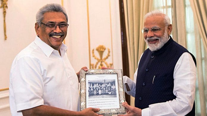 File image of Sri Lankan President Gotabaya Rajapaksa with Indian Prime Minister Narendra Modi | Photo: ANI