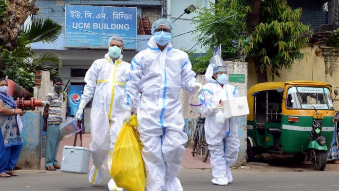 Health workers from Kolkata's SSKM Hospital on their way to conduct Covid-19 testing | Photo: ANI