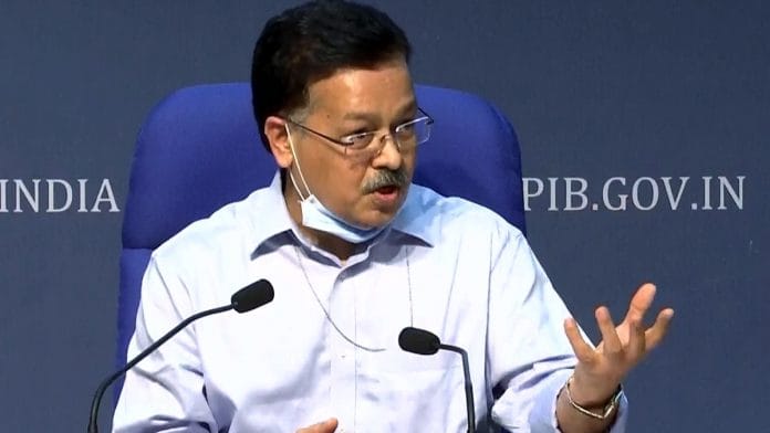 Rajesh Bhushan, OSD in the Ministry of Health, speaks during a press conference, in New Delhi on July 14 2020 | ANI