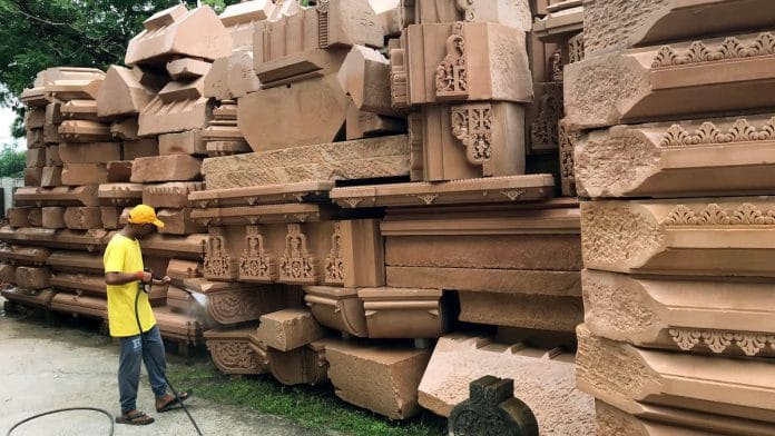 Representational image of preparations ahead of the bhoomi poojan ceremony for the Ram Mandir in Ayodhya | Photo: ANI