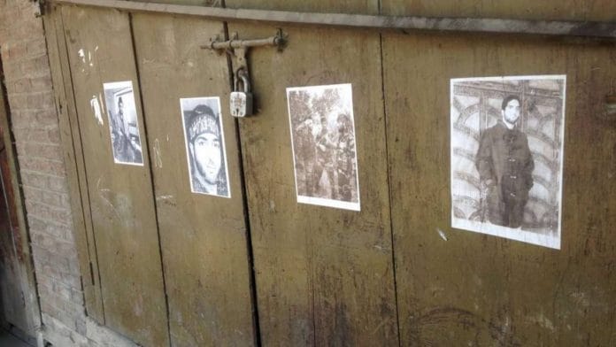 File image of slain Hizbul commander Burhan Wani's posters in Kashmir | Azaan Javaid | ThePrint