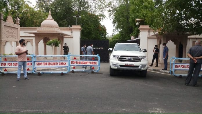 The chief minister's residence in Jaipur where the MLAs met Monday morning | ThePrint