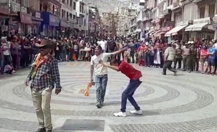 File photo of local residents celebrating the scrapping of Article 370 in Ladakh | ANI
