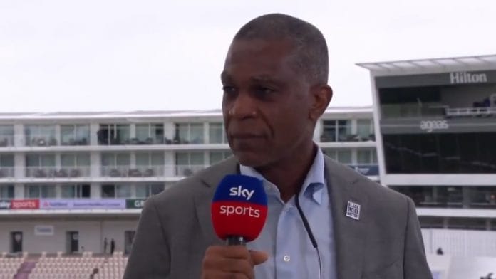 A screenshot of Michael Holding during the Sky Sports Cricket commentary stint. | Photo: Twitter