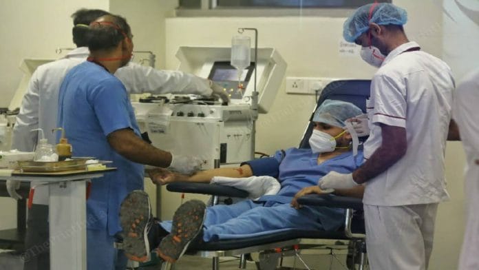 A donor at Delhi's plasma bank, which was launched last Thursday | Representational image | Suraj Singh Bisht | ThePrint