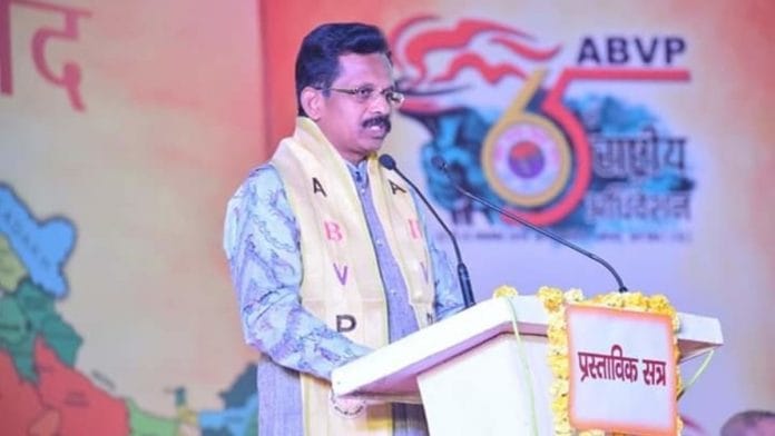 A file photo of ABVP national president Dr Subbiah Shanmugam. | Photo: Twitter/Gujarat ABVP