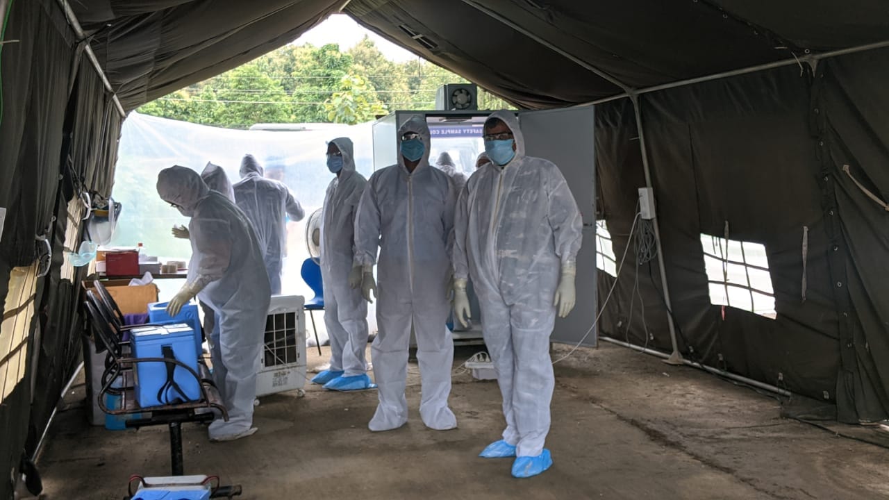 Doctors from CRPF and Assam Rifles get trained at a swab collection facility in Dimapur, Nagaland | Yimkumla Longkumer | ThePrint 