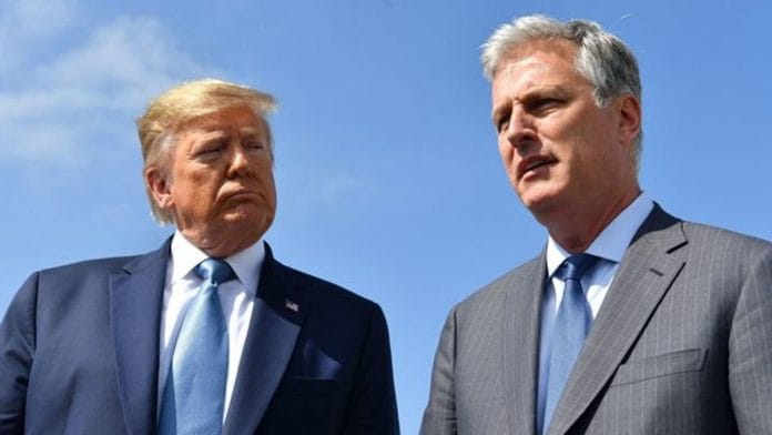 File photo of US President Donald Trump with National Security Advisor Robert O' Brien | Nicole Grigg