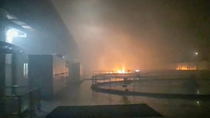Smoke billows from a fire at Srisailam Left Bank Power Station (SLBP), Kurnool district. | PTI