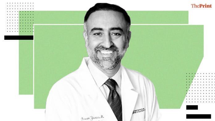 US health expert Dr Faheem Younus has been busting myths and offering advice on the Covid-19 pandemic | Image: Twitter | ThePrint Team