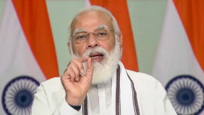 Prime Minister Narendra Modi speaks at a conclave on higher education via video conferencing, in New Delhi. | PTI