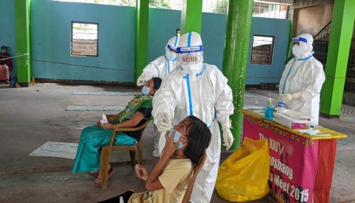 Covid-19 Rapid Antigen tests are performed at a containment zone in Imphal West | Yimkumla Longkumer | ThePrint