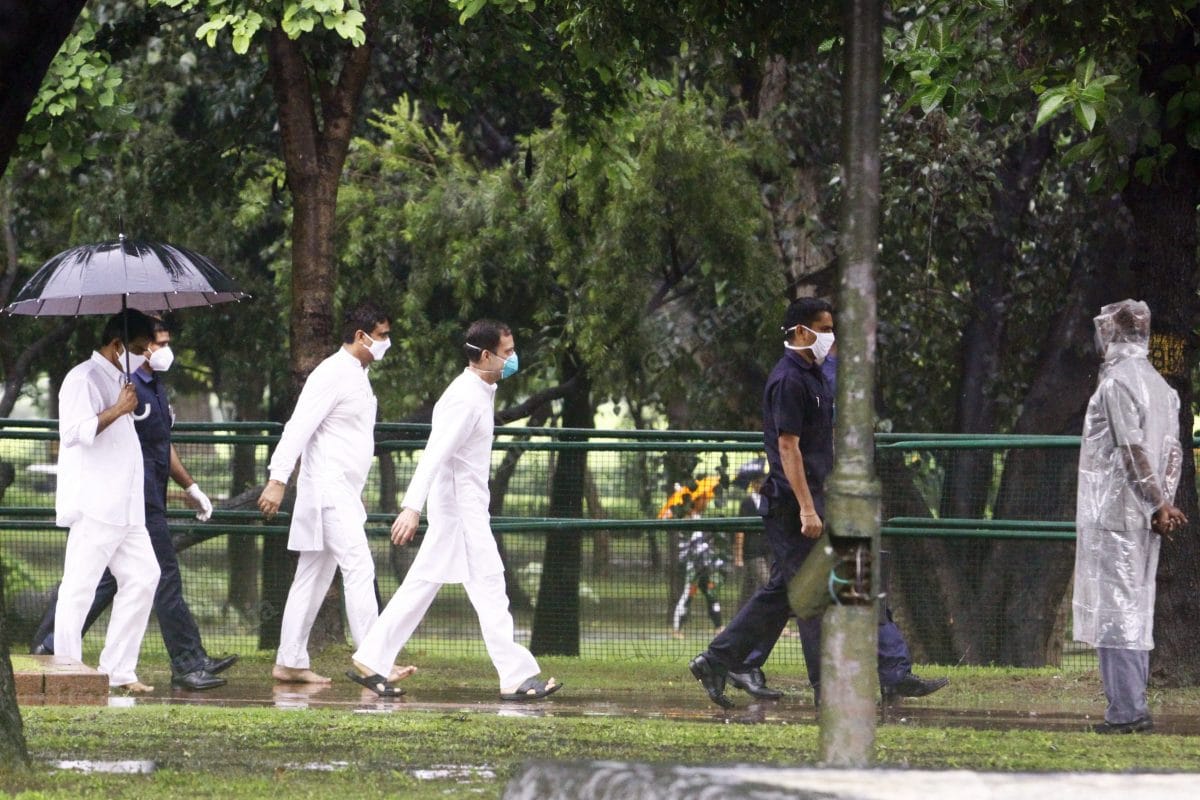 Rahul Gandhi reaches Veer Bhumi to pay tribute | Photo: Praveen Jain | ThePrint