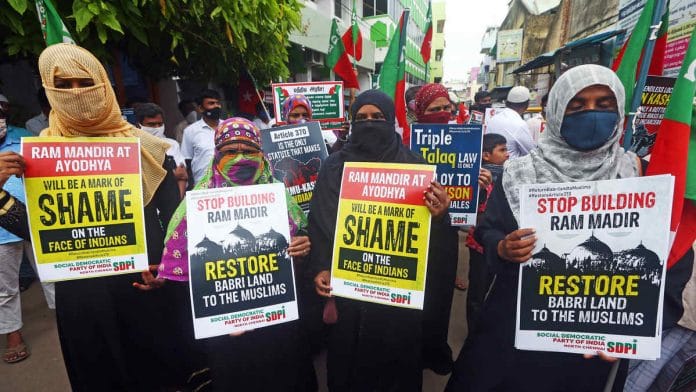 SDPI activists protesting the construction of the Ram Mandir in Ayodhya (reprensentational image) | Photo: ANI