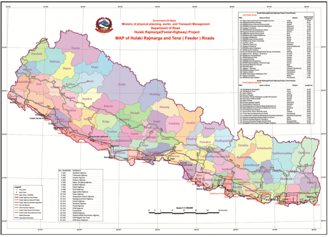 Map 1: The Postal Road Project in Nepal