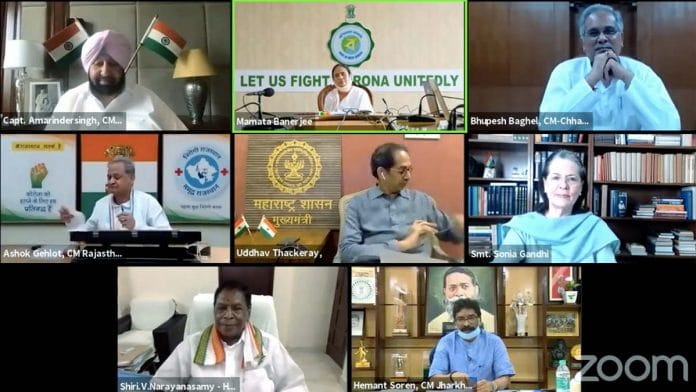 Seven chief ministers attend a virtual opposition meeting called by Congress interim president Sonia Gandhi Wednesday | Photo: ANI