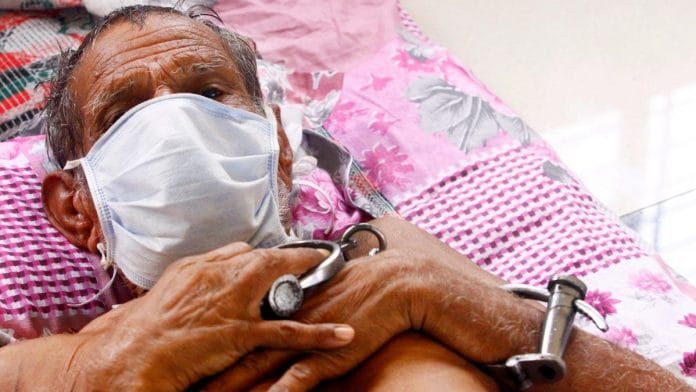 A Covid-positive Vadodara jail inmate in isolation at the nearby municipal guest house | Photo: Praveen Jain | ThePrint