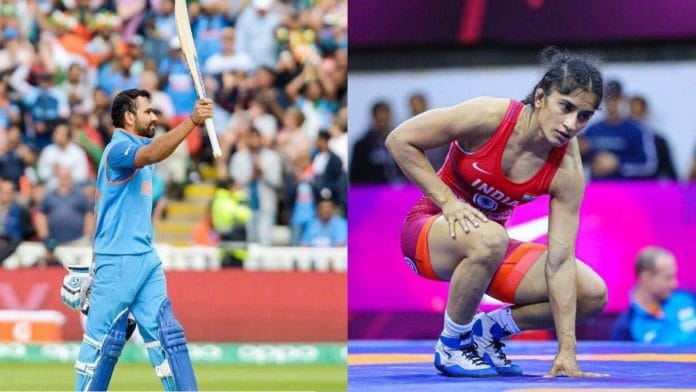India's limited-overs vice-captain Rohit Sharma, star wrestler Vinesh Phogat | Twitter