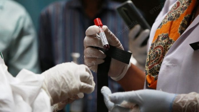 (Representative image) Workers collect samples for a sero survey in New Delhi | Photo: Manisha Mondal | ThePrint