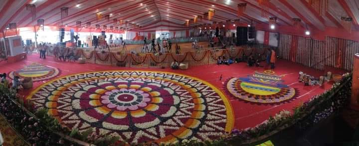Decorations inside the premesis for the ceremony
