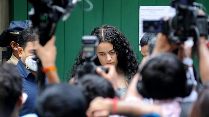 Bollywood actress Kangana Ranaut reaches her Bandra office where demolition work was carried out by BMC, in Mumbai on Thursday. | ANI