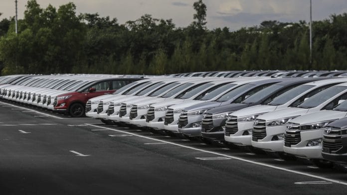 Toyota Innova Crysta vehicles at the Toyota factory, in Bengaluru | Bloomberg