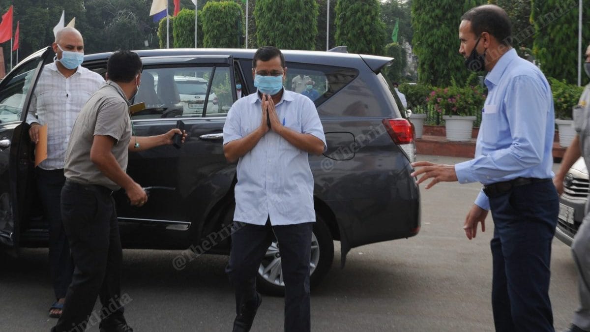 Delhi CM Arvind Kejriwal arrives for the one-day special assembly session held Monday | Suraj Singh Bisht | ThePrint