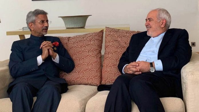 File image of India's External Affairs Minister S. Jaishankar (left) with his Iranian counterpart Javad Zarif | Photo: ANI