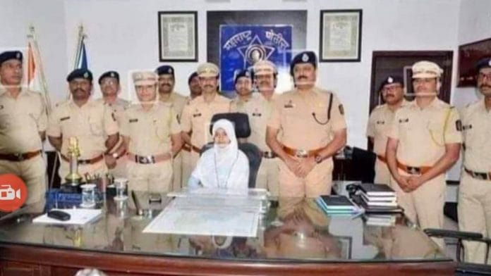 The photo of a young girl wearing a hijab and sitting in the Police Superintendent's chair is from an initiative conducted in March | Photo via Twitter