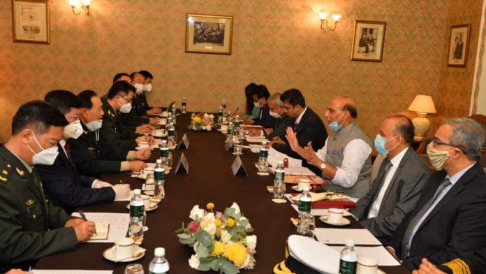 Defence Minister Rajnath Singh during a meeting with his Chinese counterpart General Wei Fenghe in Moscow | Source: Defence Ministry