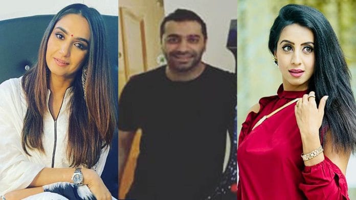 (L-R) Actor Ragini Dwivedi, party planner Viren Khanna and actor Sanjjanaa Galrani | Twitter | @virenkhanna @raginidwivedi24 @sanjjanagalrani