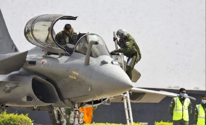 Indian pilots climb out of a Rafale fighter jet that was operationally inducted into the IAF on 10 September 2020 | Photo: Praveen Jain | ThePrint