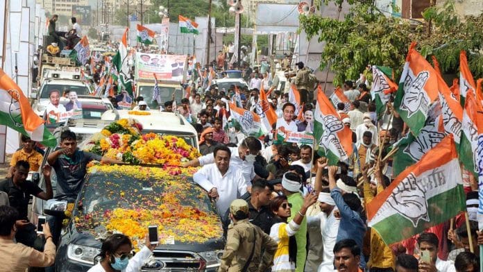 Madhya Pradesh Congress president Kamal Nath during a roadshow in Gwalior on 18 September 2020 | ANI