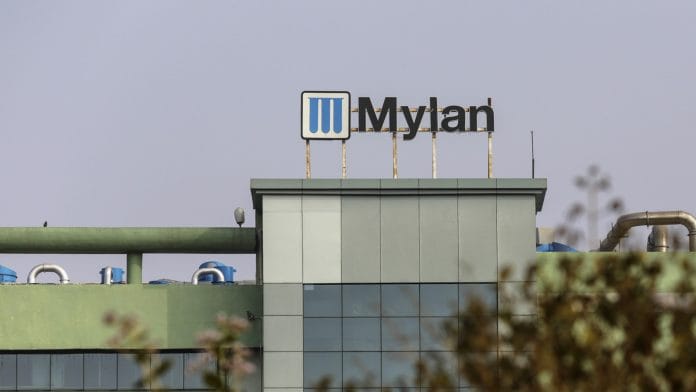 Signage for Mylan NV is displayed at the company's factory in the Maharashtra Industrial Development Corp. (MIDC) area in Nashik